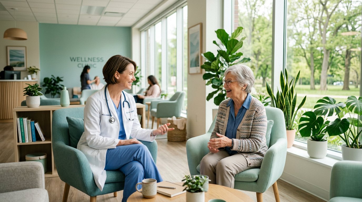 A caring doctor guiding a patient through a personal wellness plan
